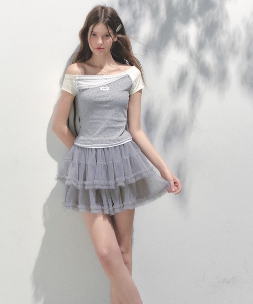 SunsetPark tシャツ オフショル レイヤードトップス SP25s112