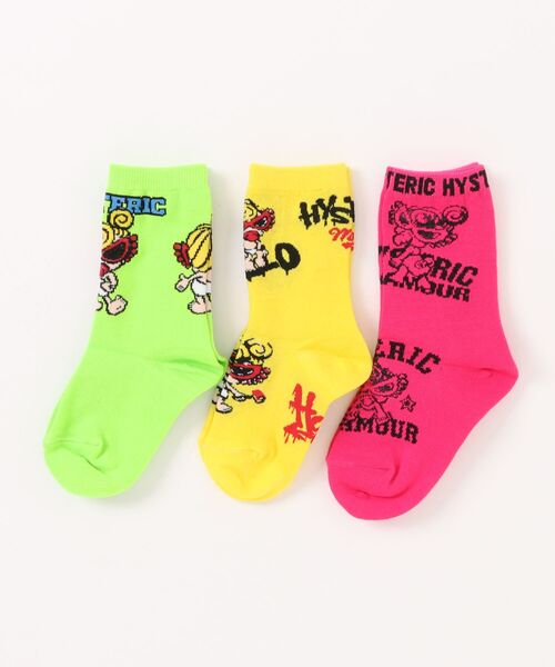 « 新品 » ヒステリックミニ 総柄 ピンクテディ ランダム靴下 3点セット HYSTERIC MINI（ヒステリックミニ） 靴下 TAGGING MINI 3P ソックス