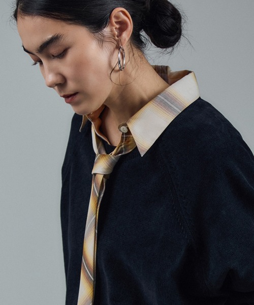 【ベージュ系（28）】Shuttlenotesオンブレチェックネクタイシャツ SALON adam et rope'｜Shuttlenotesオンブレチェックネクタイシャツ