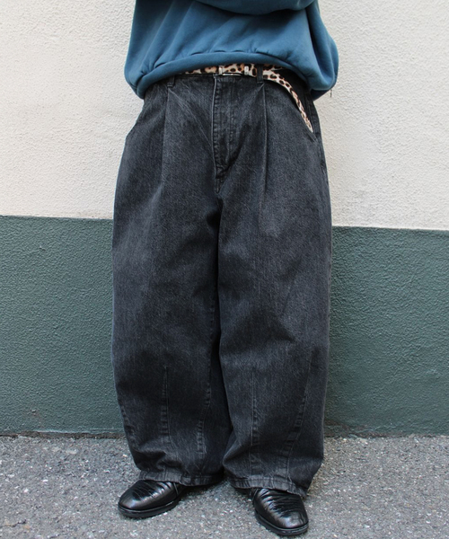 is-ness（イズネス） ワイドパンツ ジーンズ 5PK BALLOON PANTS