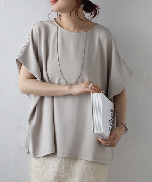 「＆HALF」 「noa-ge」半袖カットソー FREE オリーブ レディース_画像2