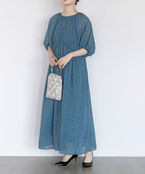 ワンピース 半袖 ジャガードギャザーパフドレス : ZOZOTOWN Yahoo!店