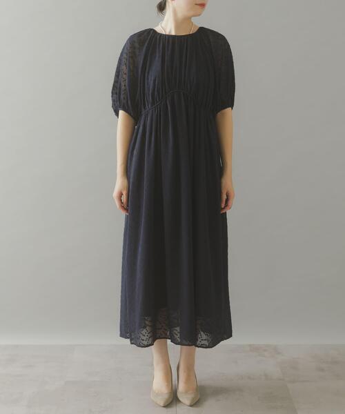 ワンピース 半袖 ジャガードギャザーパフドレス : ZOZOTOWN Yahoo!店