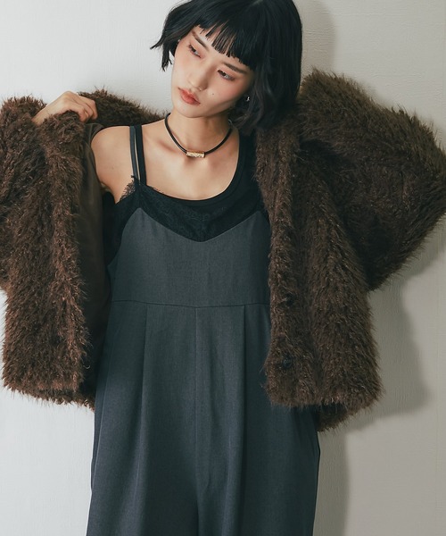 ブルゾン アウター シャギーファー2WAYジャケット レディース