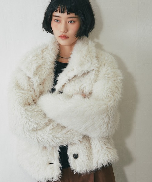 ブルゾン アウター シャギーファー2WAYジャケット レディース