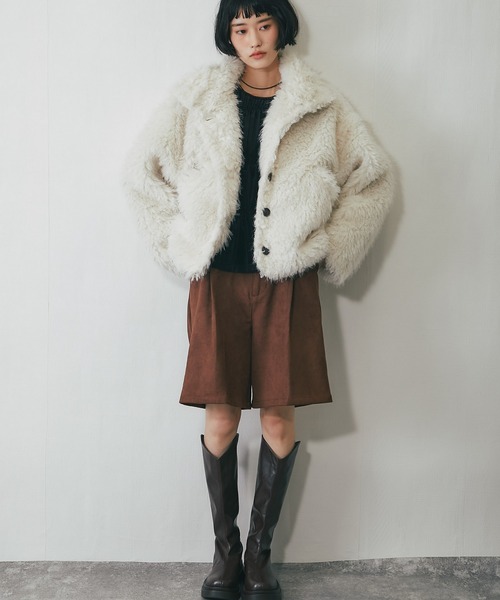 ブルゾン アウター シャギーファー2WAYジャケット レディース