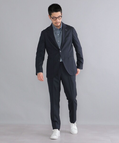 SHIPS テーラードジャケット 48 美品 カシミヤ混 ブラックウォッチ SHIPS（シップス） テーラードジャケット 48 ブラック メンズ