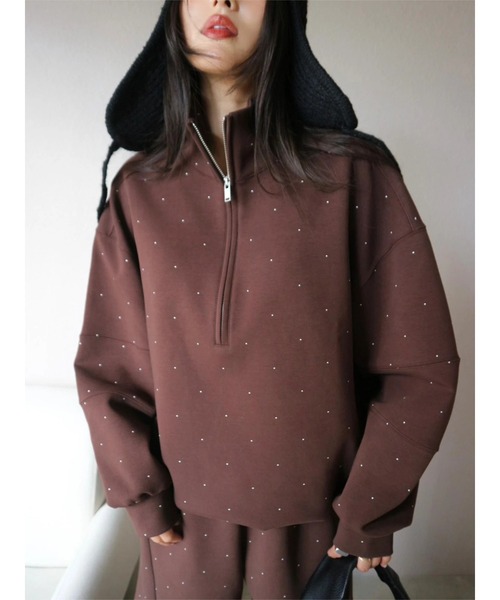 TRUNC トレーナー スウェット Half Zip Sweat SET UP レディース