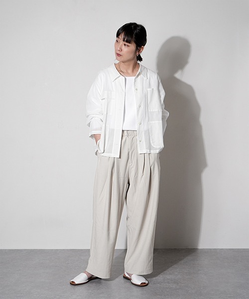 ワイドパンツ パンツ ポリスパンワイドパンツ レディースの画像