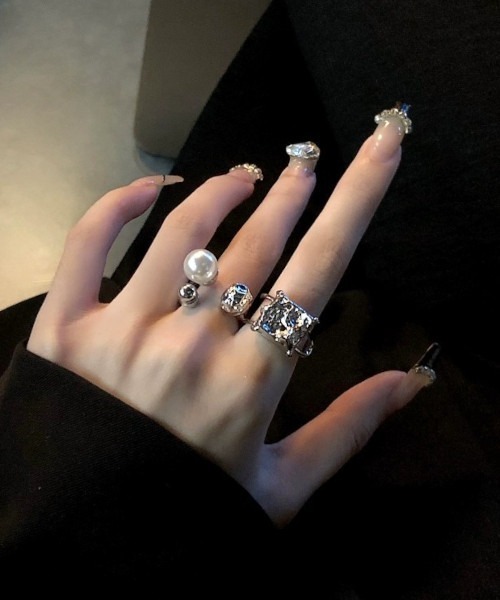 MASHIRO 指輪 リング アクリルパールリングセットY2K（MA/EK452