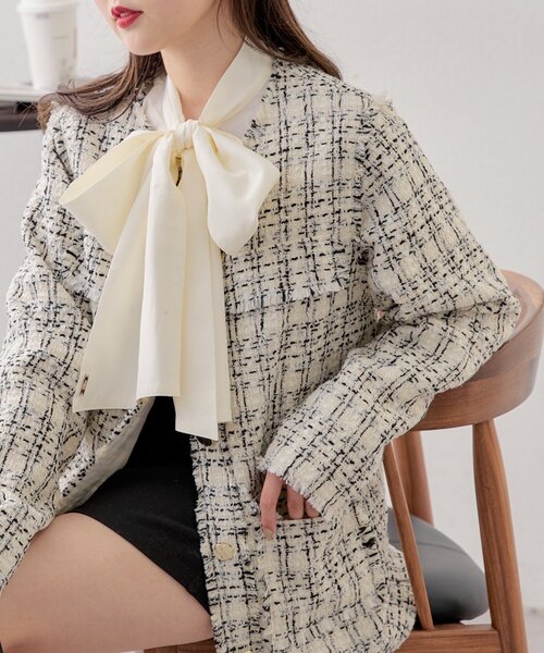 「Chico」 ノーカラージャケット FREE ブラック レディース_画像5