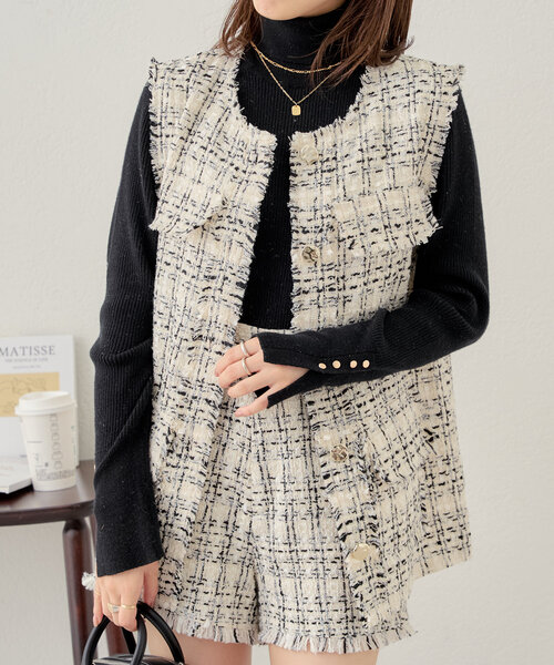 「Chico」 ノーカラージャケット FREE ブラック レディース_画像9