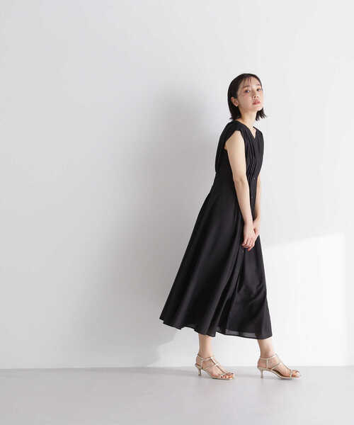 「NATURAL BEAUTY BASIC」 ノースリーブワンピース MEDIUM チャコールグレー レディース_画像3