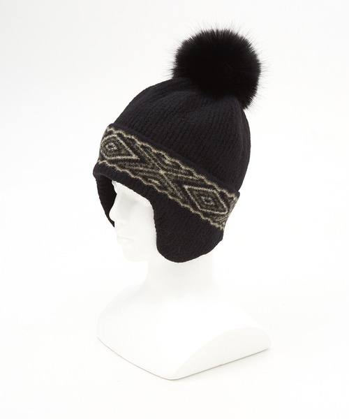 ニット帽 ニットキャップ an meets zakka ネイティブ柄ワイドライン