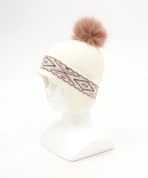 ニット帽 ニットキャップ an meets zakka ネイティブ柄ワイドライン