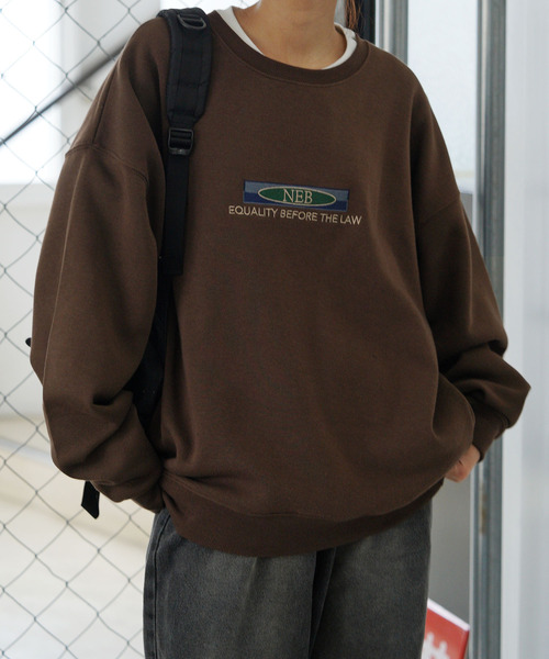 トレーナー スウェット 裏起毛ヴィンテージロゴ刺繍スウェット