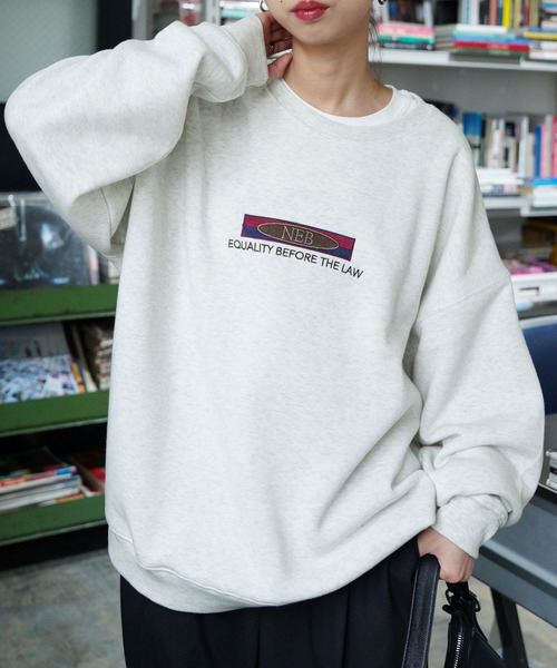 トレーナー スウェット 裏起毛ヴィンテージロゴ刺繍スウェット