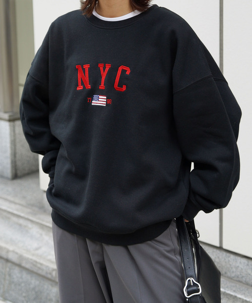 【アメリカ古着】90sヴィンテージ裏起毛スウェットベージュ刺繍ロゴレトロ高品質 Perushu トレーナー スウェット ヴィンテージライクルーズ裏起毛刺繍