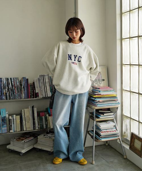 トレーナー スウェット 裏起毛ヴィンテージロゴ刺繍スウェット