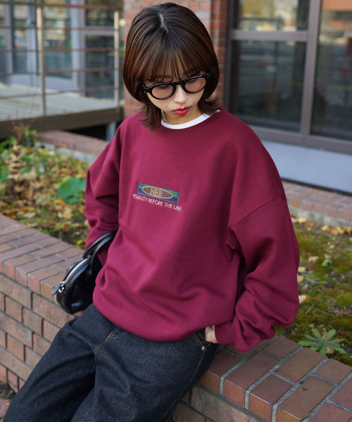 トレーナー スウェット 裏起毛ヴィンテージロゴ刺繍スウェット