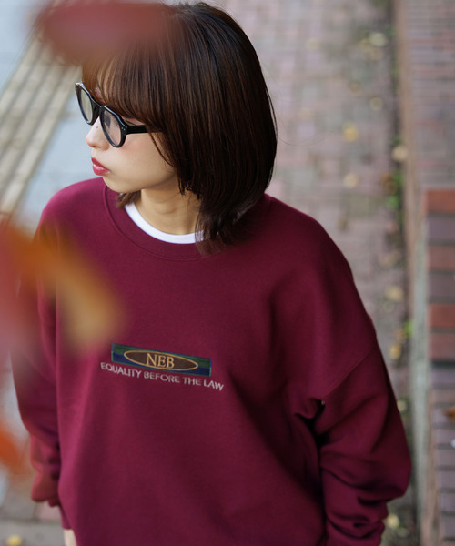 トレーナー スウェット 裏起毛ヴィンテージロゴ刺繍スウェット