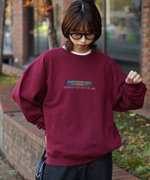 トレーナー スウェット 裏起毛ヴィンテージロゴ刺繍スウェット