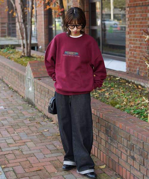 トレーナー スウェット 裏起毛ヴィンテージロゴ刺繍スウェット