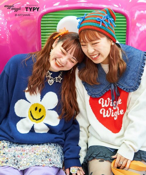 wiggle wiggle ニット セーター 「wigglewiggle」柄ジャガードニット