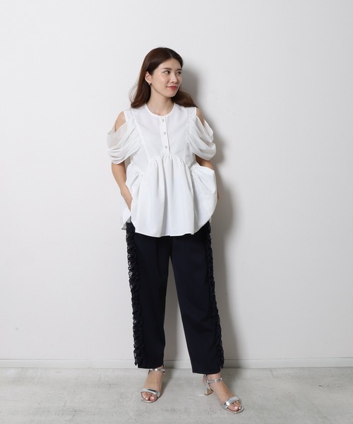 「Re.Verofonna」 半袖ブラウス MEDIUM ホワイト レディース_画像6