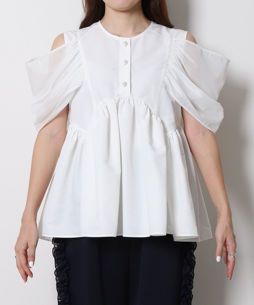 「Re.Verofonna」 半袖ブラウス MEDIUM ホワイト レディース_画像7