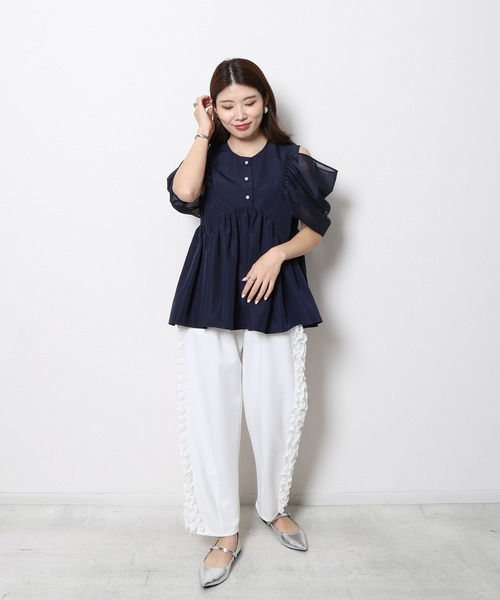 「Re.Verofonna」 半袖ブラウス MEDIUM ホワイト レディース_画像9