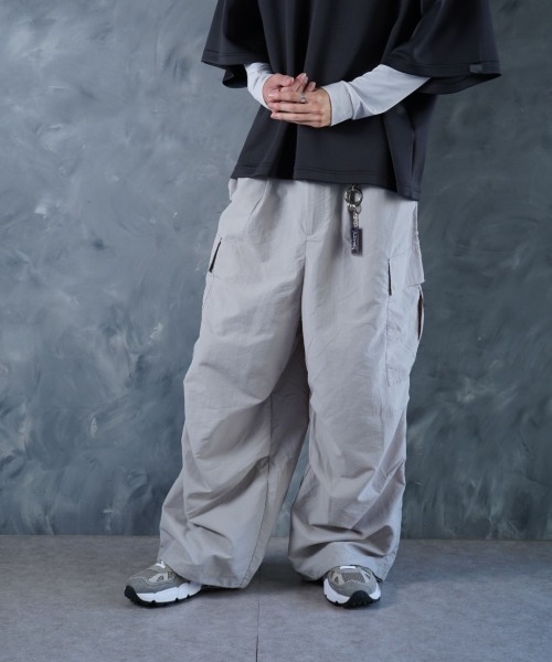 lig. wide cargo pants ワイドカーゴパンツグレー NOIZY ワイドパンツ カーゴパンツ Maximum Cargo Pants / ルーズ