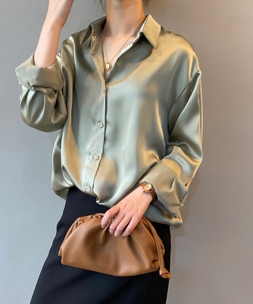 「LADY LIKE」 長袖シャツ M ライトベージュ レディース_画像7