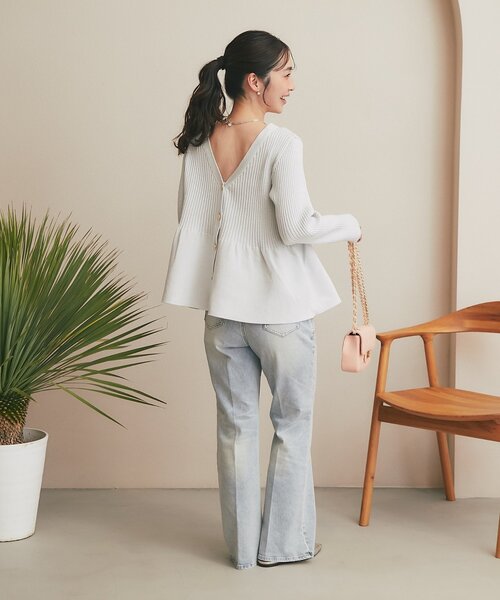 【新品・即日発送】ラメペプラム前後2 WAYカーディガン La boutique Bonbon（ラブティックボンボン） カーディガン 「お上品