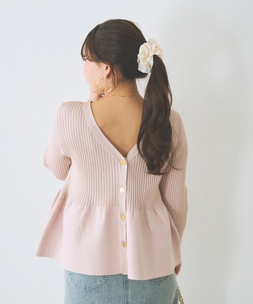 完売品！新品タグ付き　ラメペプラムカーディガン　ピンク　ラブティックボンボン La boutique Bonbon（ラブティックボンボン） カーディガン 「お上品