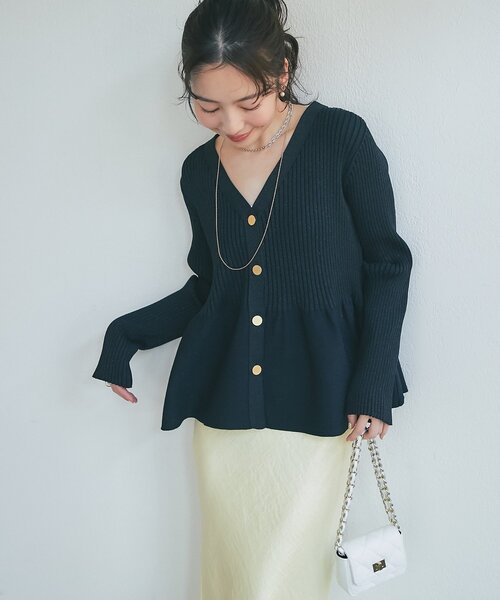 【人気】ラブティックボンボン　ラメペプラム前後２WAYカーディガン　ホワイト La boutique Bonbon（ラブティックボンボン） カーディガン 「お上品