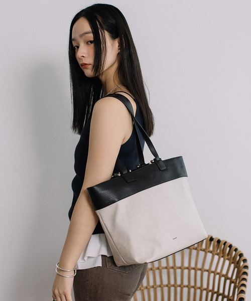 トートバッグ BEAURE リネンコンビ 2WAYハンドル A4 トート レディース メンズ