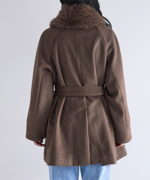 VIS（ビス） ステンカラーコート コート ファー付きAラインステン