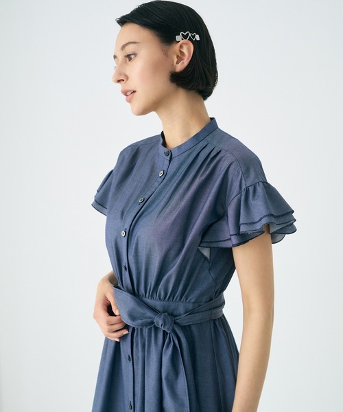 「ANAYI」 ノースリーブワンピース 34 ブルー系その他 レディースの画像