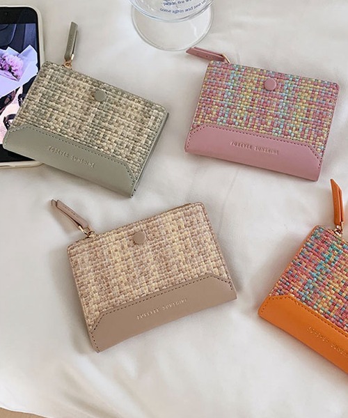 VIBGYOR 財布 urbanfemine./ツイード風 編み込みデザイン コンパクト