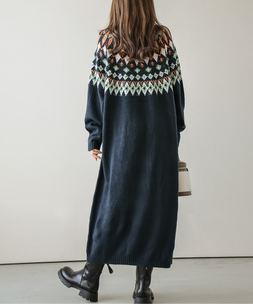 「SUGAR BISKET」 「La-gemme」ニットワンピース フリー ネイビー レディース_画像4