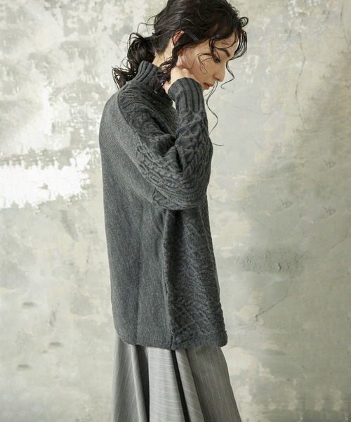 「OSMOSIS」 「loaf」長袖ニット ONE SIZE ベージュ レディース_画像5