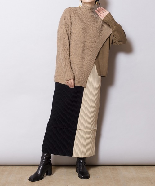 「OSMOSIS」 「loaf」長袖ニット ONE SIZE ベージュ レディース_画像7