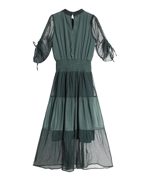 「DRESS PLUS」 半袖ワンピース L スモークグレー レディース_画像3