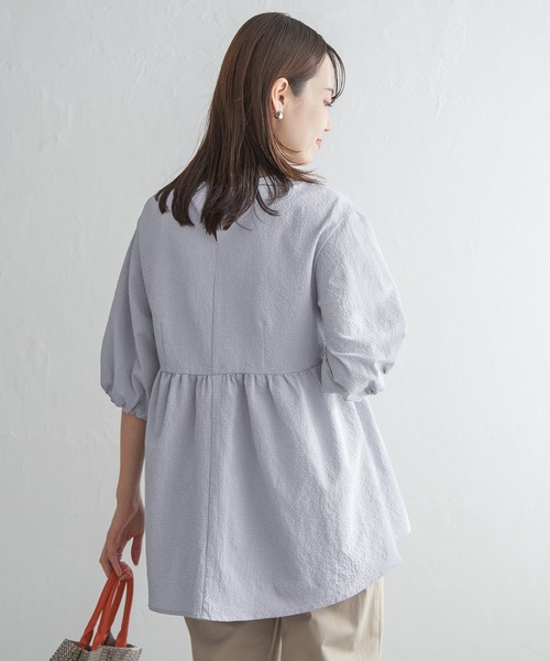 「ikka」 7分袖ブラウス M グレー レディース_画像3