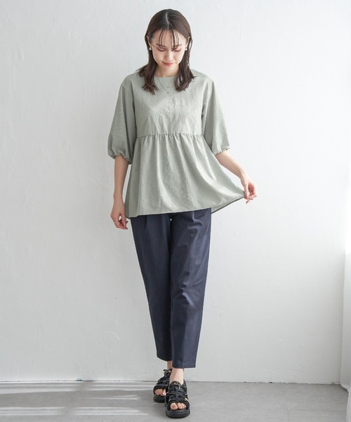 「ikka」 7分袖ブラウス M グレー レディース_画像4