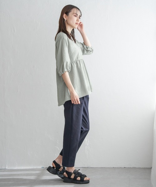 「ikka」 7分袖ブラウス M グレー レディース_画像5