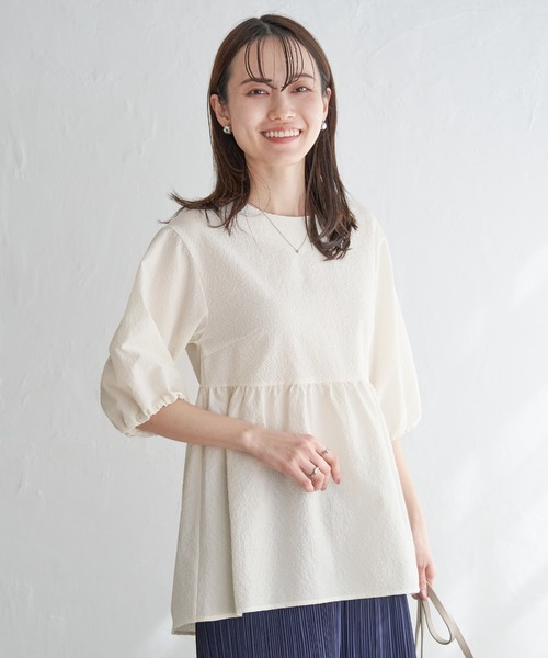 「ikka」 7分袖ブラウス M グレー レディース_画像9