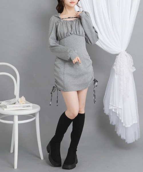 「DearMyLoveRose」 長袖ワンピース MEDIUM ブルーグレー レディース_画像6