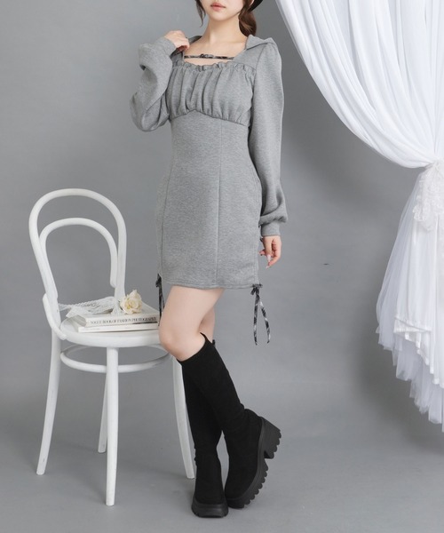 「DearMyLoveRose」 長袖ワンピース MEDIUM ブルーグレー レディース_画像8